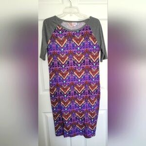 Colorful Chevron Pattern Dress Lularoe Julia Size L